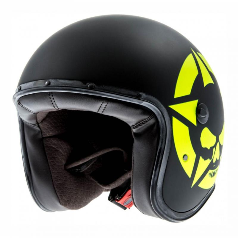 Casque jet Caberg Freeride Skullvizion jaune et noir avec longue visière