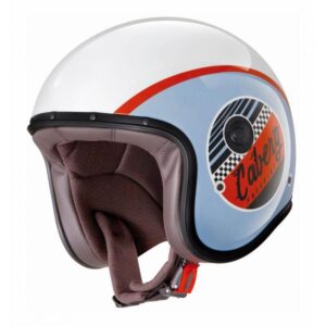 Casque jet Caberg Freeride Wiz blanc et bleu avec longue visière incluse