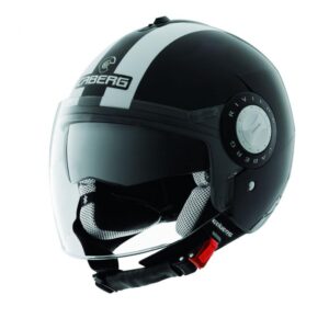 Casque jet Caberg Riviera V2+ noir et blanc, taille L, double visière solaire
