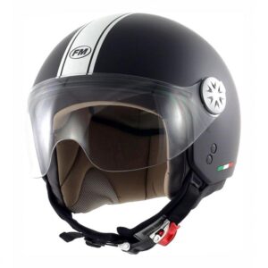Casque jet FM RS21 noir mat avec demi-visière, présenté en taille L