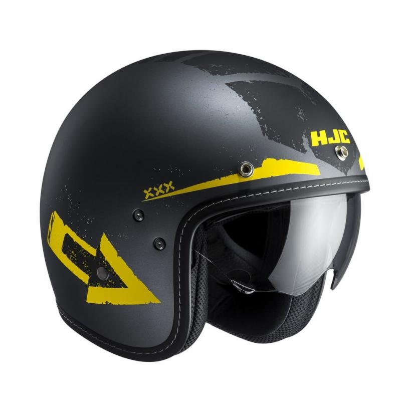 Casque jet HJC FG-70s gris et jaune, calotte en Kevlar et fibre de verre