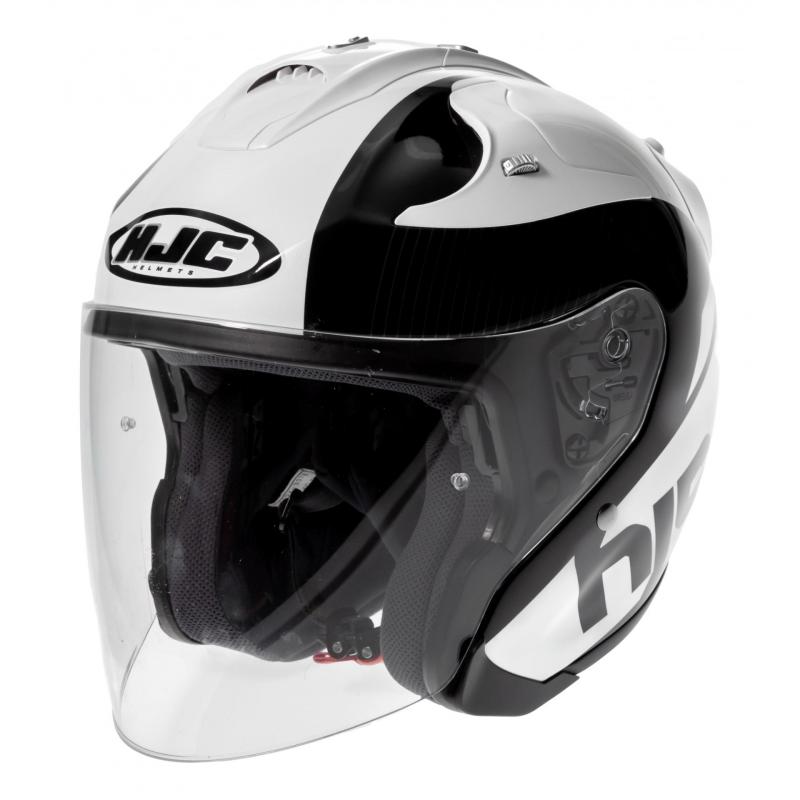Casque jet HJC FG-JET ACADIA blanc et noir, finition sportive