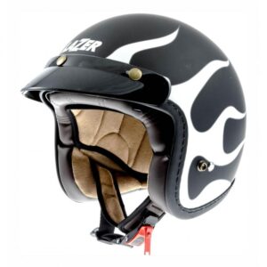 Casque jet Lazer MAMBO EVO FLAME noir et blanc mat, taille XS