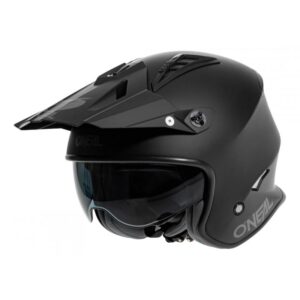 Casque jet O’Neal Volt noir, format jet avec écran solaire et visière réglable