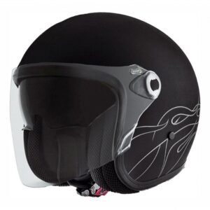 Casque jet Premier Vangarde noir mat avec écran solaire, présenté en taille XS
