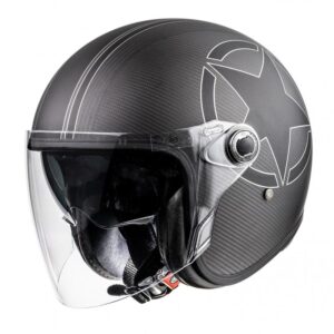 Casque jet Premier Vangarde noir, modèle urbain avec écran solaire