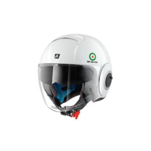 Casque jet Shark Nano Strike blanc, vert et rouge en taille XS