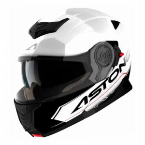 Casque modulable Astone RT 1200 Graphic Touring blanc et noir, taille XS