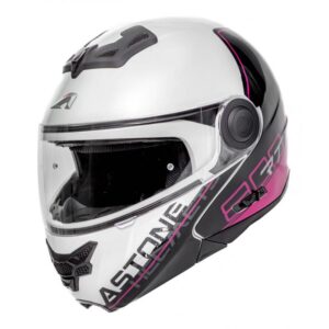 Casque modulable Astone RT800 LINETEK rose et blanc, taille XS