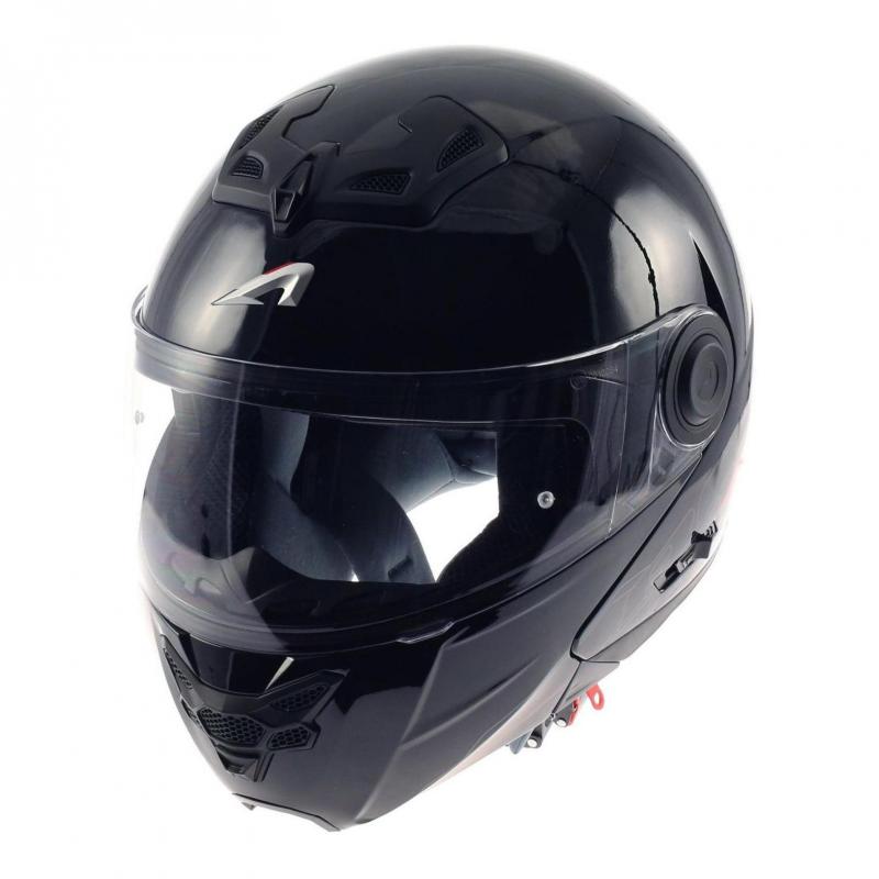 Casque modulable Astone RT800 noir gloss présenté en finition sobre, taille XS