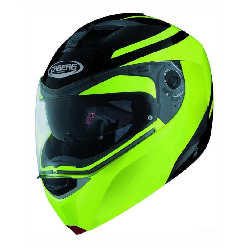 Casque modulable Caberg Modus noir et jaune fluo, visière solaire, taille XS