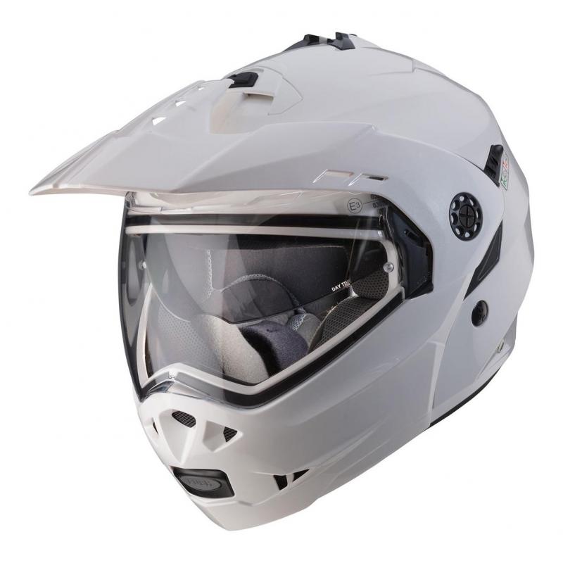 Casque modulable Caberg Tourmax blanc métallique avec visière solaire et Pinlock inclus