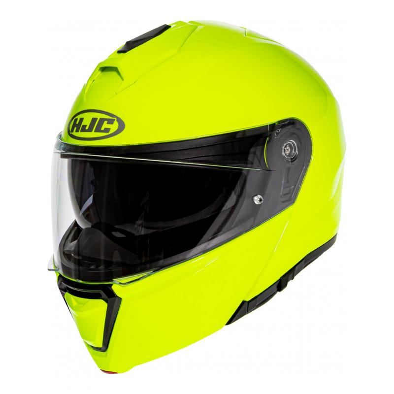 Casque modulable HJC i90 vert fluo, mentonnière relevable, taille XS