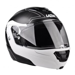 Casque modulable Lazer MONACO EVO Droid blanc et noir, coque carbone