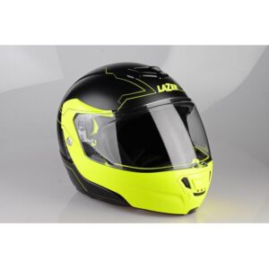 Casque modulable Lazer MONACO EVO Droid noir mat et jaune fluo