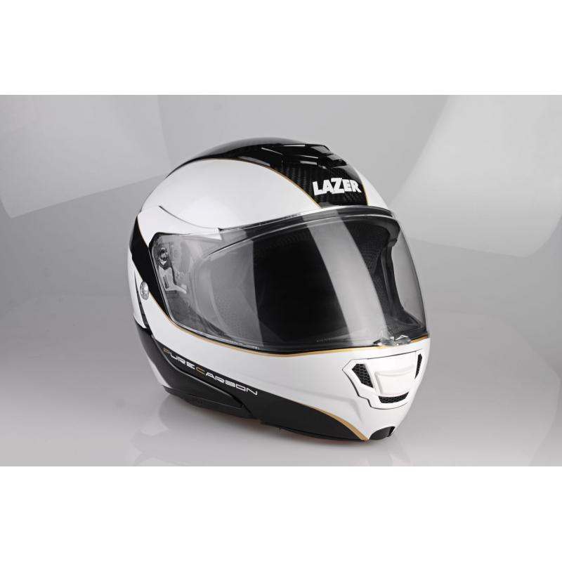 Casque Lazer MONACO EVO modulable blanc et noir à coque carbone