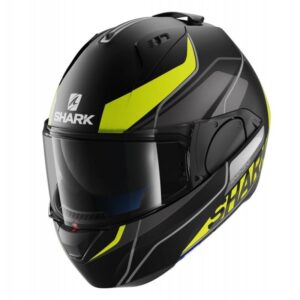 casque modulable Shark EVO-ONE KRONO mat noir, jaune et blanc