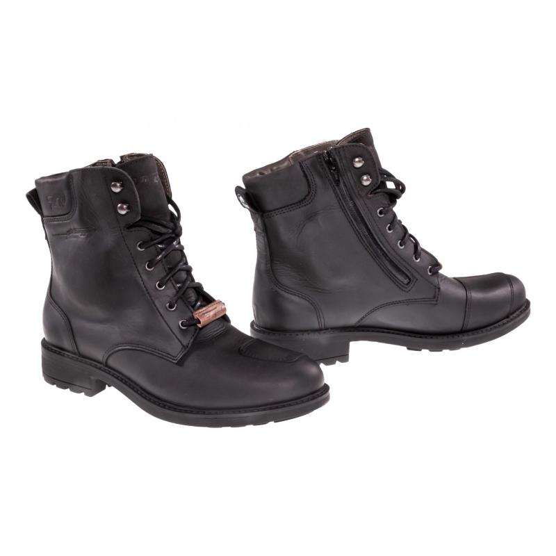 Chaussures moto Furygan Melbourne en cuir noir avec membrane étanche