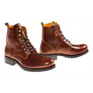 Chaussures moto Helstons City en cuir pleine fleur marron, pointure 39