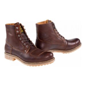 Chaussures moto Helstons Mountain marron en cuir pleine fleur, pointure 39.