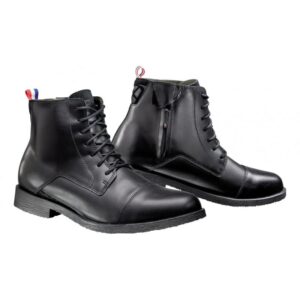 Chaussures moto Ixon Greenwich en cuir pleine fleur, noires, présentées en taille 39