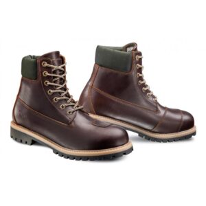 Chaussures moto Ixon Mud marron en cuir de vachette pleine fleur