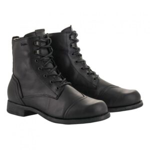 Chaussures moto Alpinestars Distinct Drystar noires en cuir pleine fleur avec membrane imperméable
