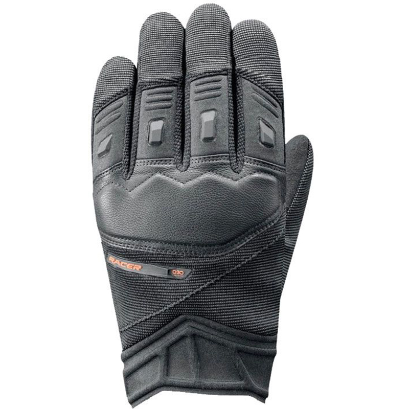 Gants RACER DISPATCHER D3O noirs avec coque D3O et paume renforcée