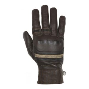 Gants Helstons Mora en cuir marron, noir et beige avec manchette courte