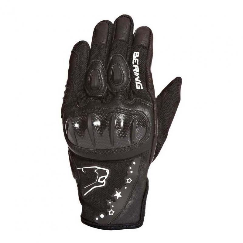 Gants Bering Lady Cynthia noirs avec coque carbone et paume en cuir