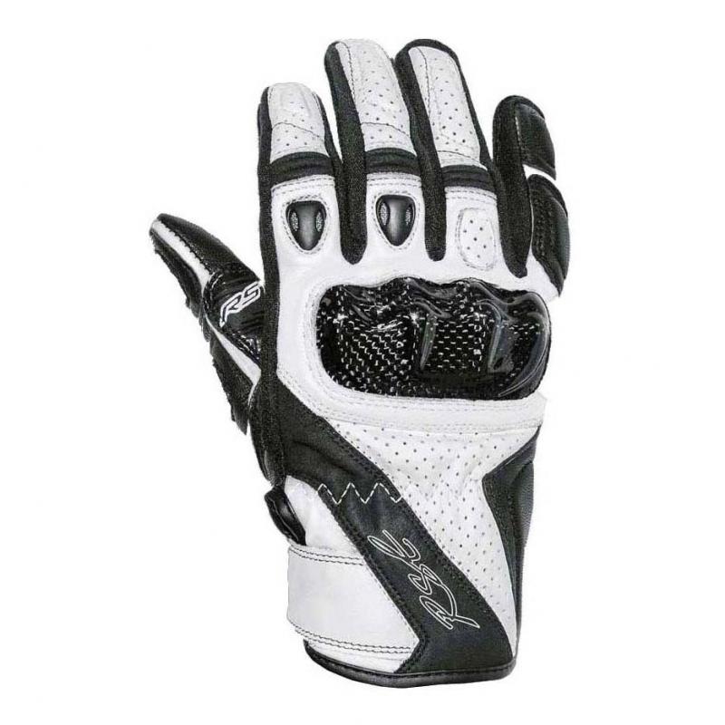Gants RST Stunt III blancs et noirs avec protections et manchette mi-longue