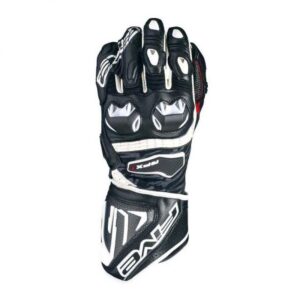 Gants Five RFX1 blanc et noir en cuir pleine fleur avec renforts carbone