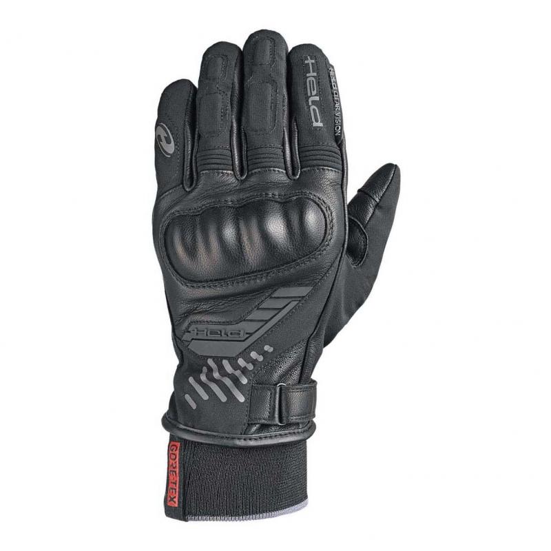Gants Held Madoc noirs avec coques articulaires et manchette tricotée