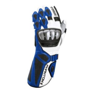 Gants Held Phantom II en cuir de kangourou, coloris blanc et bleu, taille 6