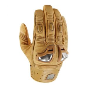 Gants ICON 1000 RETROGRADE en cuir avec renforts D3O et titanium