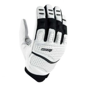 Gants Icon 1000 Superduty blancs en cuir avec manchette courte