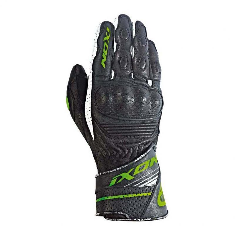 Gants Ixon RS RALLYE HP noir et vert en cuir de chèvre, taille XS