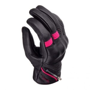 Gants V'Quattro Murano noir et rose, en cuir avec coque de protection