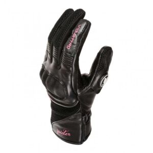 Gants V'Quattro SPIDER EVO 2 LADY noirs et roses en cuir et mesh