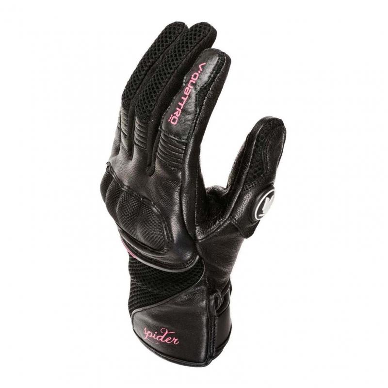 Gants V'Quattro SPIDER EVO 2 LADY noirs et roses en cuir et mesh