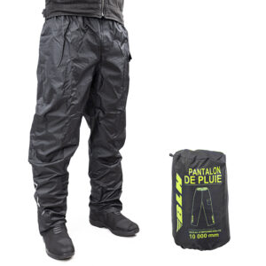 Pantalon pluie BLH 10K noir avec taille élastique et pochon de transport
