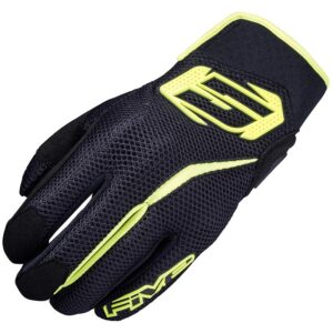 Gants Five RS5 AIR noirs et jaune fluo avec coque aux phalanges