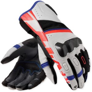 Gants REVIT RSR 5 blancs et bleus en cuir avec protection carbone
