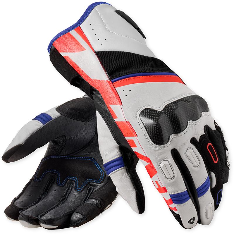 Gants REVIT RSR 5 blancs et bleus en cuir avec protection carbone