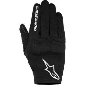 Gants Alpinestars Reef Women's V2 noir et blanc pour motarde, avec protections aux articulations