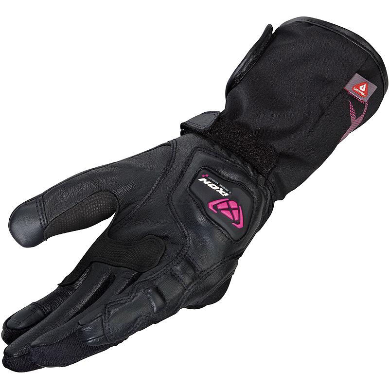 Gants Ixon Pro Rescue Lady noirs et fuchsia avec protections et détails réfléchissants — vue 2