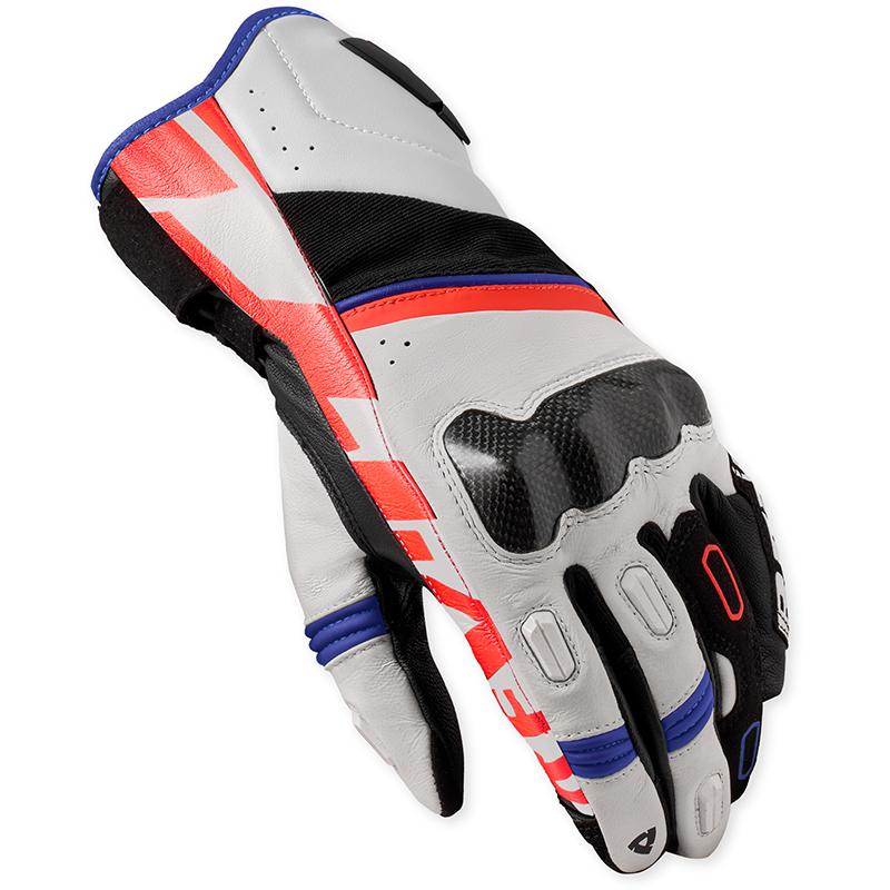Gants REVIT RSR 5 blancs et bleus en cuir avec protection carbone — vue 2