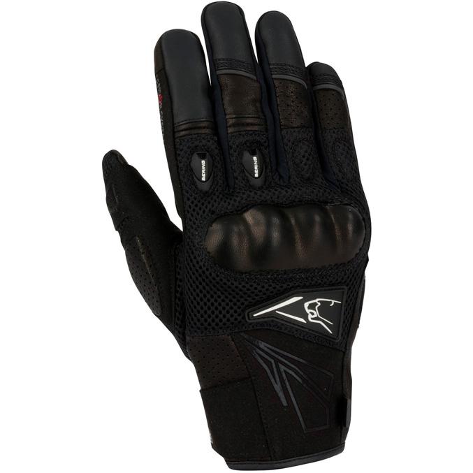 Gants Bering Kiff noirs d’été avec empiècements en mesh et renforts