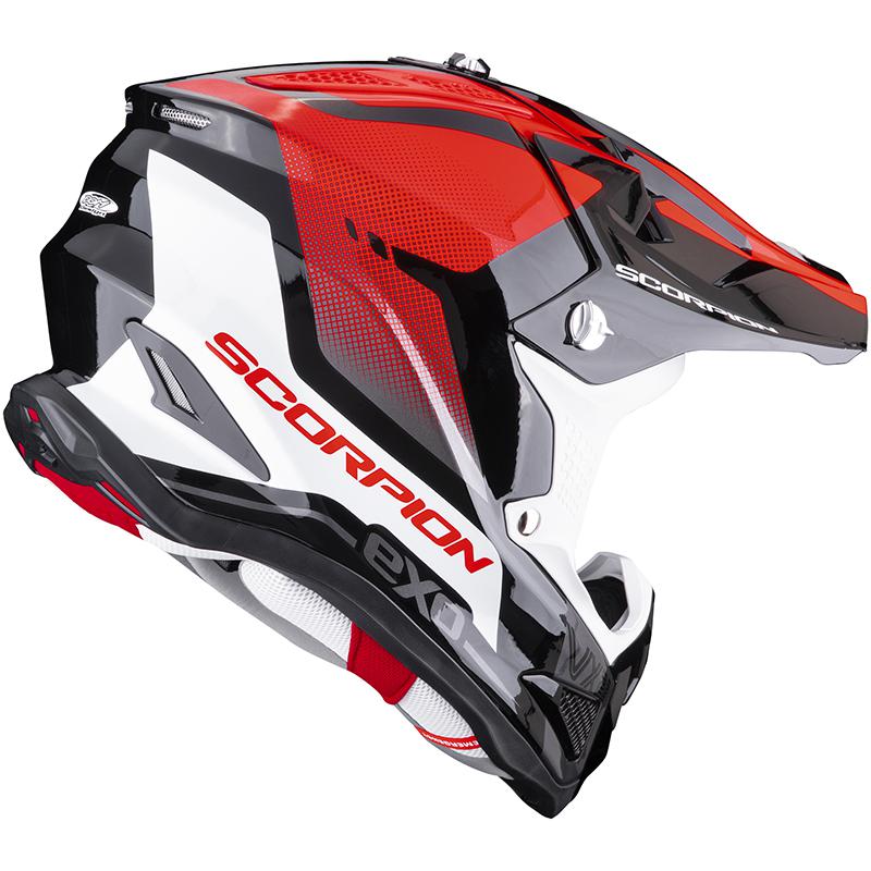 Casque cross Scorpion VX-22 AIR ATTIS rouge et noir à visière — vue 2
