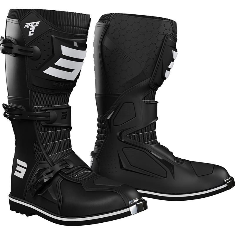 Bottes cross SHOT RACE 2 noires avec boucles et renforts intégrés